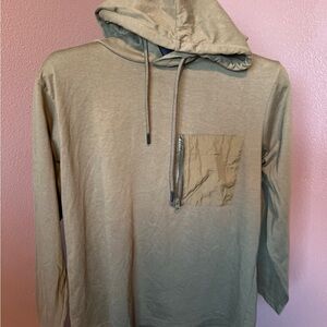 EUC-Green Hooded Long Sleeve Shirt with Pocket